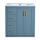 Ceramic Sink Combo, Freestanding Vanity Set With 3 Drawers & Soft Closing Doors by Unique Piece Furniture