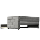 Upholstered Twin Size Daybed With Trundle, Padded Back And Sides - Gray by HouseOfZazla