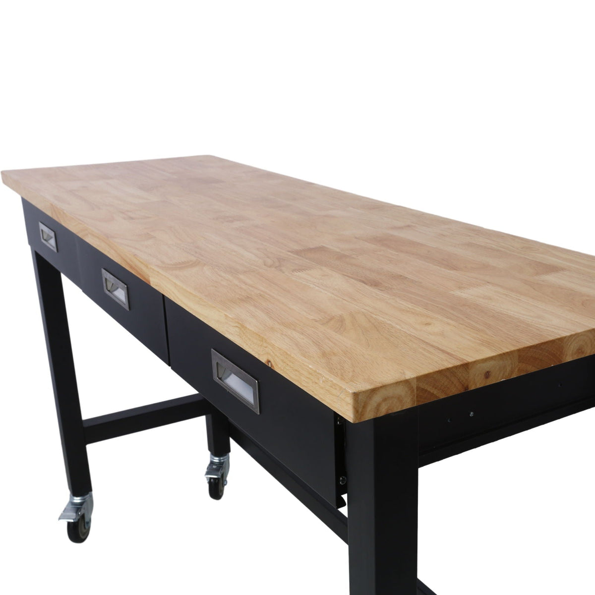 Work Bench, Workbench With Drawer Storage, Heavy Duty Bamboo Wood Work Table With Wheels For Garage Home Office, photo 19 of 23