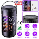 Solar Bug Zapper Garden Flame Flying Insect Killer Lamp Torch Mosquito Killer Trap with 2 Light Modes 600V Grid Handle Detachable Tray