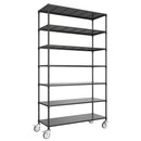 7 Tier Standing Shelf Units, 2800 LBS NSF Height Adjustable Metal Garage Storage Shelves with Wheels, Heavy Duty Storage Rack Metal Shelves - Black - 7T-2800LBS-BLACK