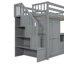Loft Bed With Stairs, Bookshelf, Drawers, Desk & Wardrobe, Space Saving Multifunctional Furniture by HouseOfZazla