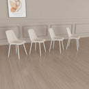 Modern Kitchen Dining Chairs (Set of 4) With Linen Padding And Sturdy Metal Legs - Beige