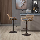COOLMORE Modern Swivel Bar Stools Set of 2 Adjustable Counter Height Chairs with Footrest in Gray Linen