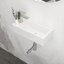 Modern Ceramic Rectangle Wall Mount Bathroom Sink With Single Faucet Hole by HouseOfZazla