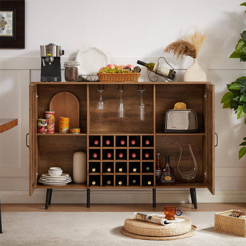 Walker Edison | Rattan Barn Door Bar Cabinet