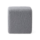 Chabani - Indoor Modern Knitted Fabric Cube Pouf Ottoman - Light Gray by HouseOfZazla