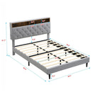 Modern Upholstered Platform Bed Frame With Button Tufted Headboard And USB Ports by Unique Piece Furniture