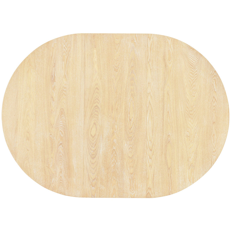 5-Piece Rustic Round Pedestal Extendable Dining Table Set with 15.7" Removable Leaf and Simple Dining Chirs for Small Places, Natural