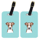 Checkerboard Blue Jack Russell Terrier Luggage Tag