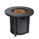 30" Propane Gas Fire Pit Table, 50000 BTU Round Steel Fire Pit by HouseOfZazla