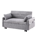55.1" Pull Out Sleep Sofa Bed Loveseats Sofa Couch with Adjustable Backrest, Storage Pockets, 2 Soft Pillows, USB Ports for Living Room, Bedroom, Apartment, Office,Grey