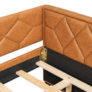 Upholstered Full Long Daybed With Trundle And LED Armrests - Brown by HouseOfZazla