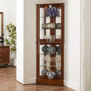 Corner Curio Dispaly Cabinet With Lights, Adjustable Tempered Glass Shelves, Mirrored Back (E26 Light Bulb Not Included) by HouseOfZazla