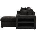 Modern L-Shape 3 Seat Reversible Sectional Couch, Pull Out Sleeper Sofa With Storage Chaise And 2 Stools For Living Room Furniture Set by HouseOfZazla