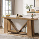 Slim 2 Tier Entryway Accent Extra Long Console Table For Living Room - Natural / Light Brown by HouseOfZazla