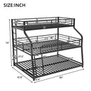 Twin Long / Full Long / Queen Triple Bunk Bed With Long And Short Ladder And Full-Length Guardrails - Black by Unique Piece Furniture