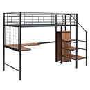Loft Bed With Desk And Grid, Stylish Frame With Lateral Storage Ladder And Wardrobe by HouseOfZazla