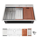 33" Drop In Kitchen Sink With Workstation, 16 Gauge Stainless Steel - Brushed Nickel by HouseOfZazla