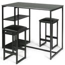 3 pcs Dining Set with Faux Marble Top Table and 2 Stools-Black by LJGDeals