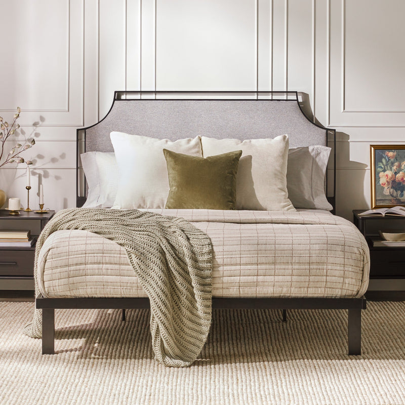 Mimi Upholstered Traditional Metal Queen Bed