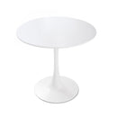 31.5" round dining table set for 2 and 2 pieces Upholstered Chairs for Four Person, MDF Table-top, Off White Faux Fur with White table Leg for Kitchen, Reception Room