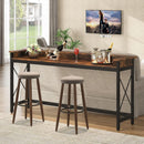 Console Table With Charging Station, Extra Long For Living Hallway - Brown / Black by HouseOfZazla