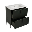 Bathroom Vanity With Ceramic Sink, Fluted Design by HouseOfZazla