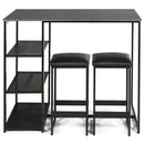 3 pcs Dining Set with Faux Marble Top Table and 2 Stools-Black by LJGDeals