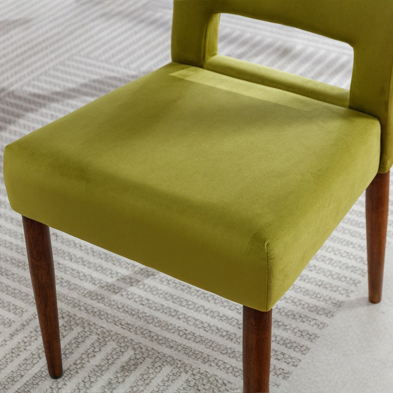 Accent Chairs Set of 2, Velvet Chairs with Solid Woood, Upholstered Dining Chairs for Living Room, Kitchen, Bedroom, Beauty Room,Dining room-Fruit Green