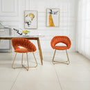 Accent Chairs Set of 2, Velvet Side Chairs with Gold Legs, Mid-Century Upholstered Dining Chairs for Living Room, Kitchen, Bedroom, Beauty Room