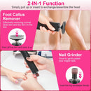 Electric Foot Callus Remover 2 in 1 Rechargeable Foot File Nail Grinder Dead Skin Pedicure Tool Machine with 2 Grinding Heads Total 30Pcs Replaceable