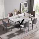 Modern Artificial Stone Pandora White Curved Metal Leg Dining Table, Can Accommodate 6-8 People - Antique White by Unique Piece Furniture