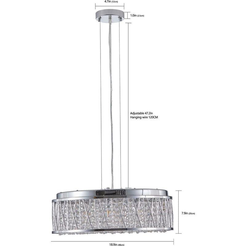 Modern Crystal Chandelier 18.9 Inches Aluminum+Iron Round Ceiling Light Flush Mount Ceiling Light Fixture for kitchen Island Dining Bedrooms and Hallway