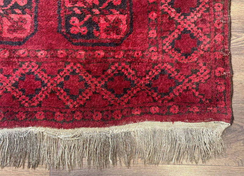 Afghan Turkoman Bokhara Bashir Rug 3x6, Red