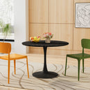 42.12" Modern Round Dining Table with Printed Black Marble Table Top, Metal Base Dining Table, End Table Leisure Coffee Table