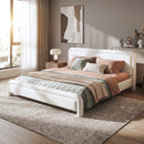 King Size Upholstered Platform Bed Frame with Curved Headboard