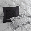 7-Piece King 100% Polyester Pieced Pleated Tufted Comforter Set
