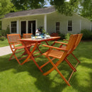 5 Piece Patio Dining Set, 4 Folding Chairs & 1 Dining Table, Indoor And Outdoor Universal - Teak by HouseOfZazla