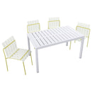 4 Piece Set Of Modern Color Block Designed Single Chairs With Long Table by HouseOfZazla