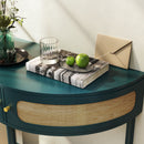 Boho Rattan Semi Circle End Table With Sliding Rattan Door, Storage And Bottom Shelf by HouseOfZazla