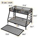 Twin Over Full Metal Bunk Bed with Twin Size Trundle
