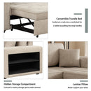 Modern L-Shape 3 Seat Reversible Sectional Couch, Pull Out Sleeper Sofa With Storage Chaise And 2 Stools For Living Room Furniture Set by HouseOfZazla