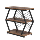 3 Tier End Table Frame With Geometric Design For Living Bedroom - Rustic Brown by HouseOfZazla