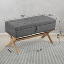 35 Inch Storage Ottoman, Button-Tufted Ottoman Linen Storage Bench, Ottoman with Storage