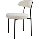 Boucle Upholstered Dining Chairs with Curved Backrest & Metal Legs Set of 2, Beige