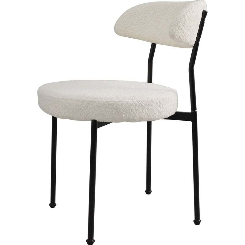 Boucle Upholstered Dining Chairs with Curved Backrest & Metal Legs Set of 2, Beige