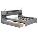 Upholstered Platform Bed With Reading Lights, Drawers, Trundle And Shelves by HouseOfZazla