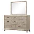 8 Drawers Dresser With Mirror, Bedroom Furniture - Oak by HouseOfZazla