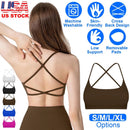 Cross Back Padded Sports Bra with Removable Pads by LJGDeals